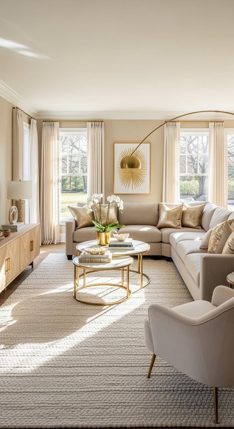 neutral sectional with gold