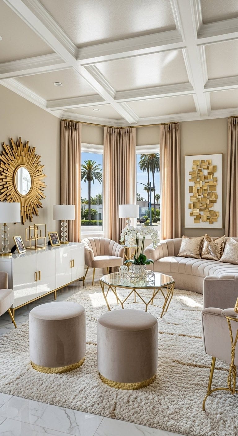 old hollywood luxe beige decor