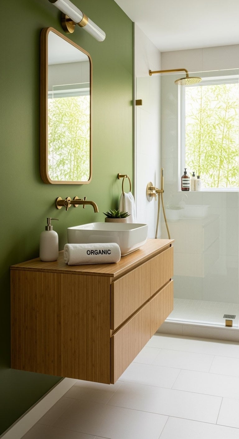 olive bamboo spa bathroom