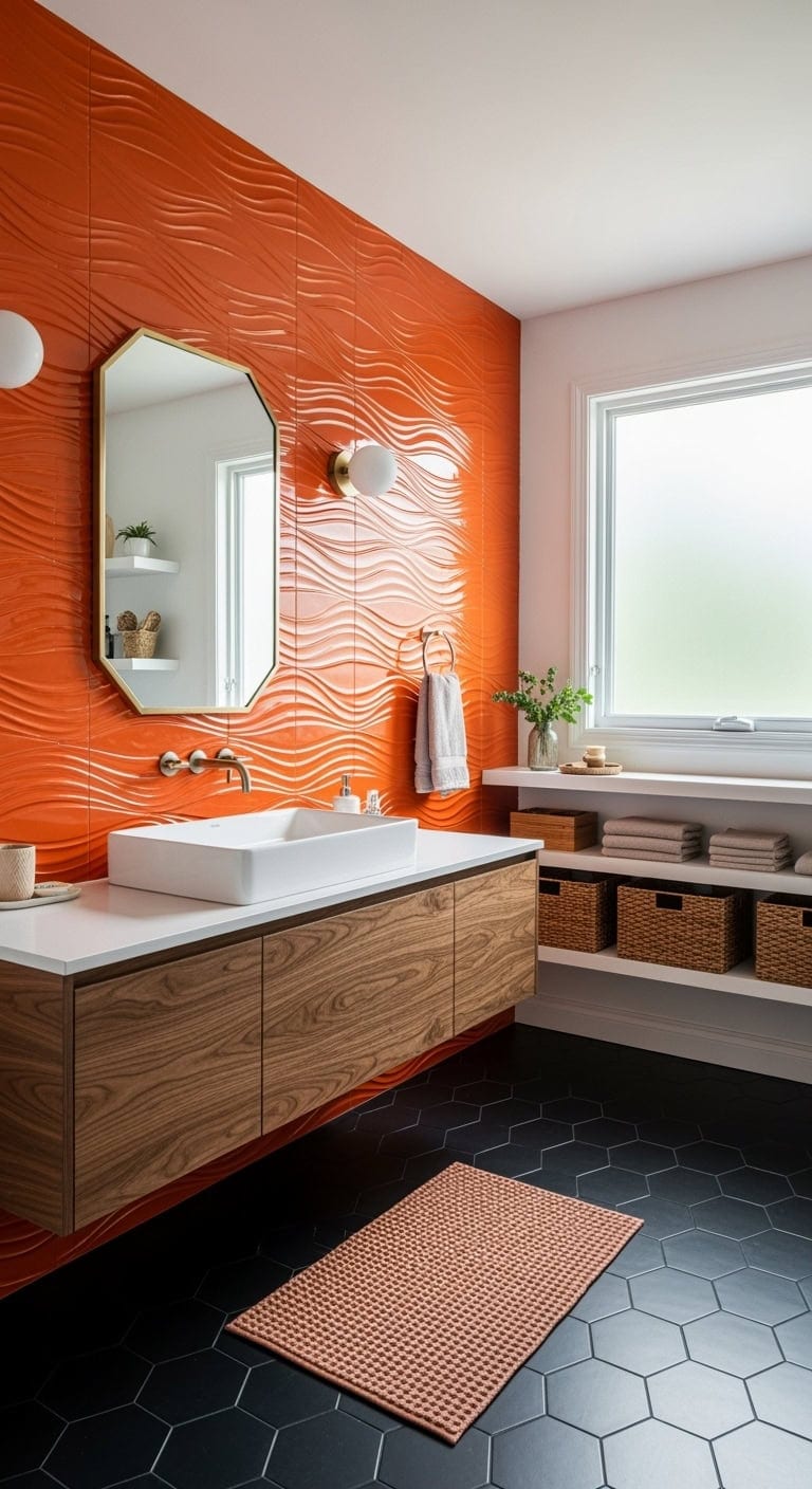 orange dimensional wave tiles