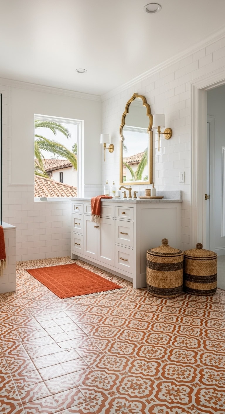 orange moroccan cement tiles