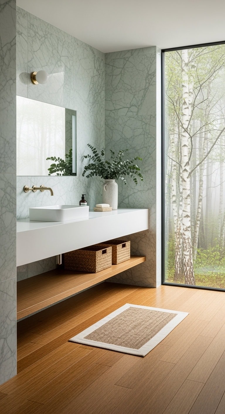 pale green marble bathroom