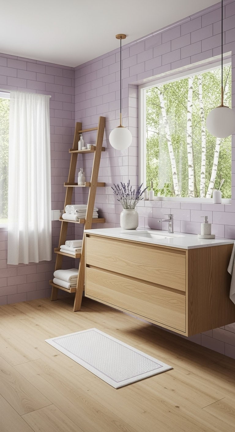 pale lilac scandinavian bathroom