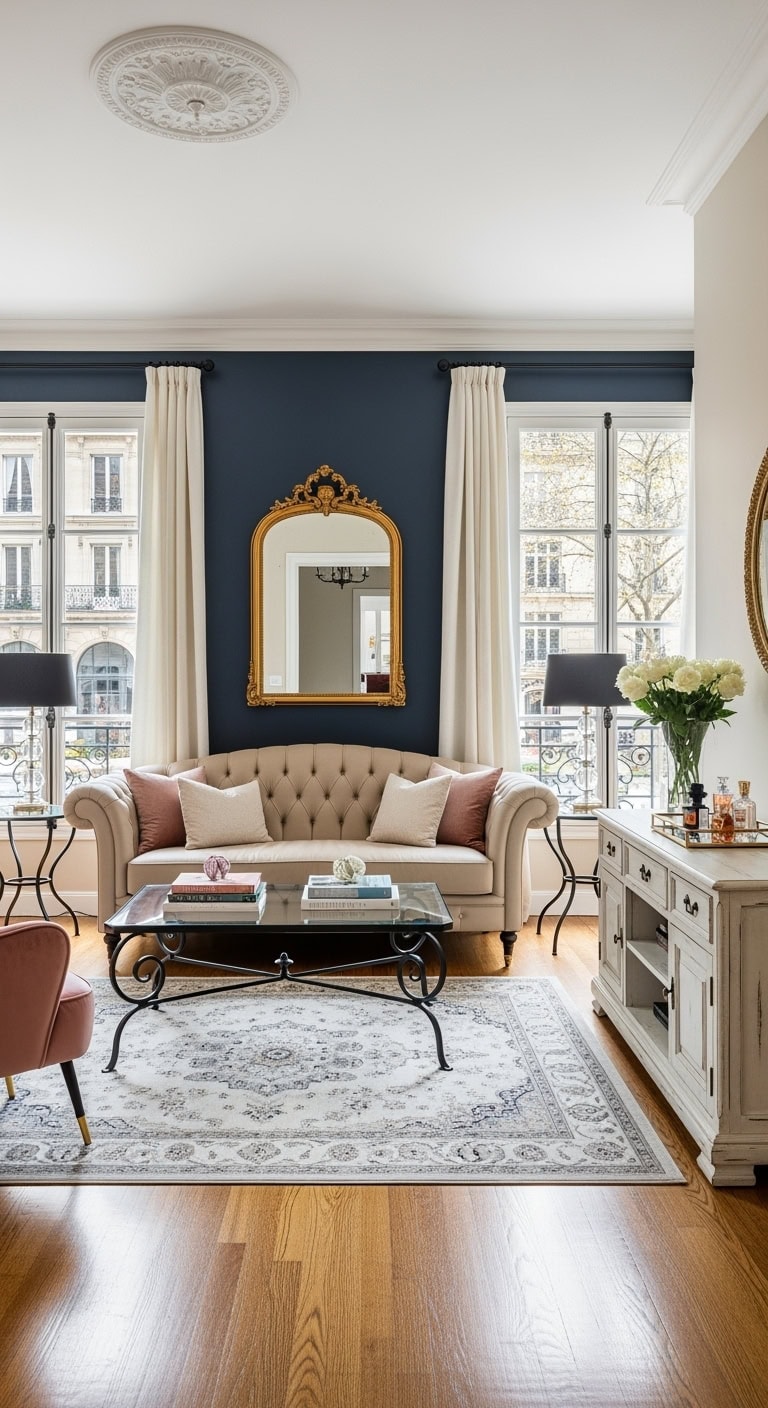 parisian chic beige settee