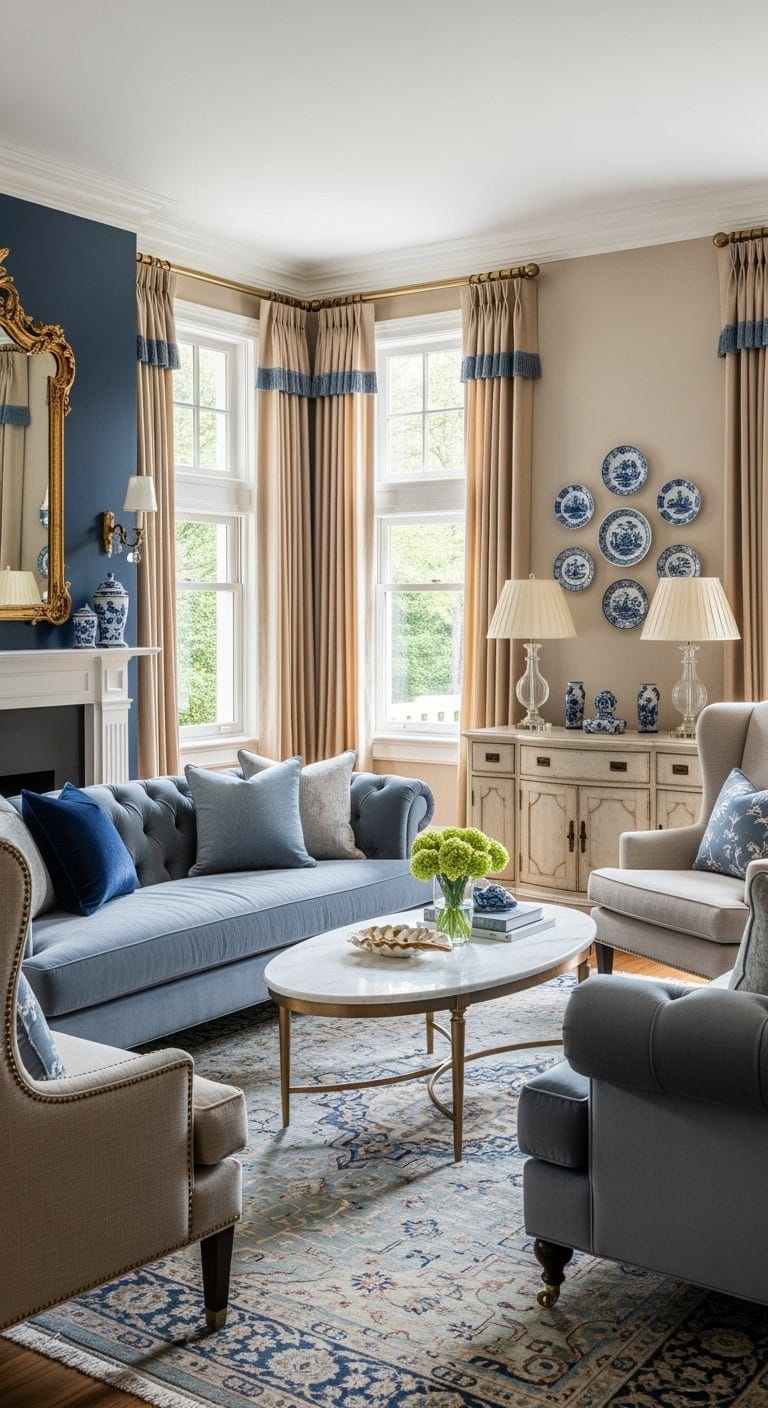 parisian inspired blue beige luxury