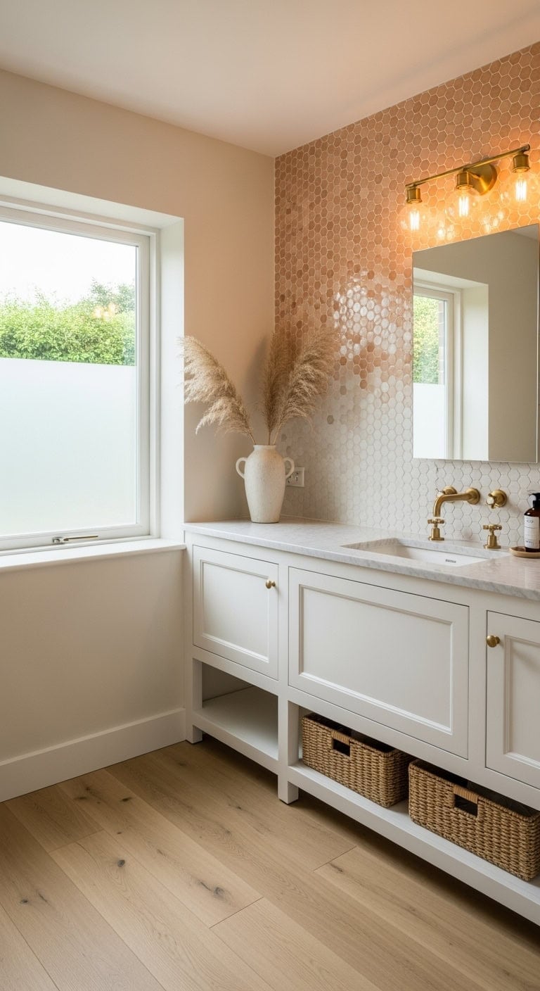 peach to cream vanity mosaic