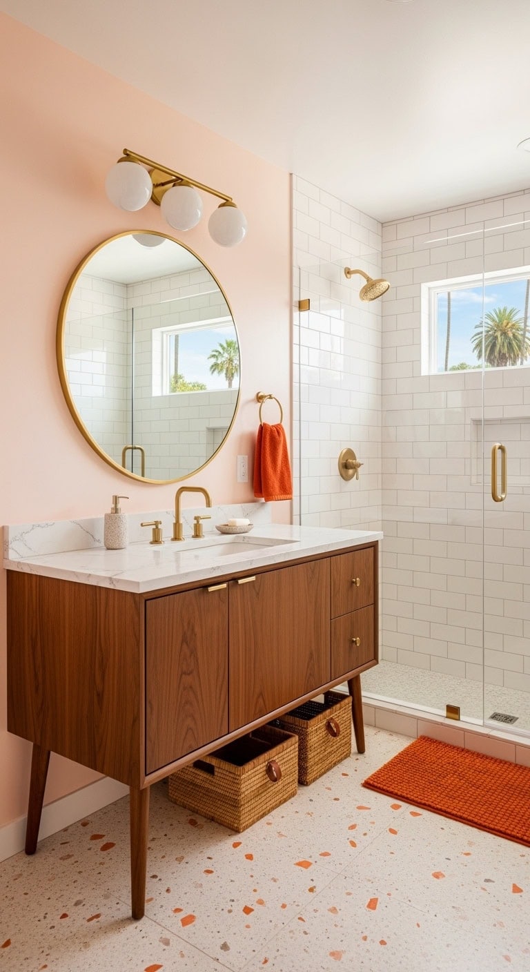 peachy mid century vanity revival