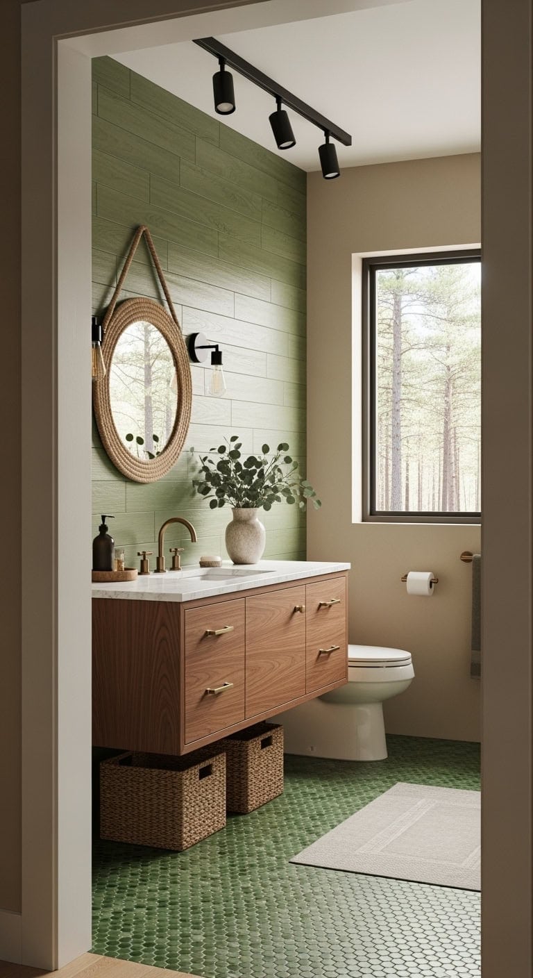 pine green farmhouse bathroom tiles