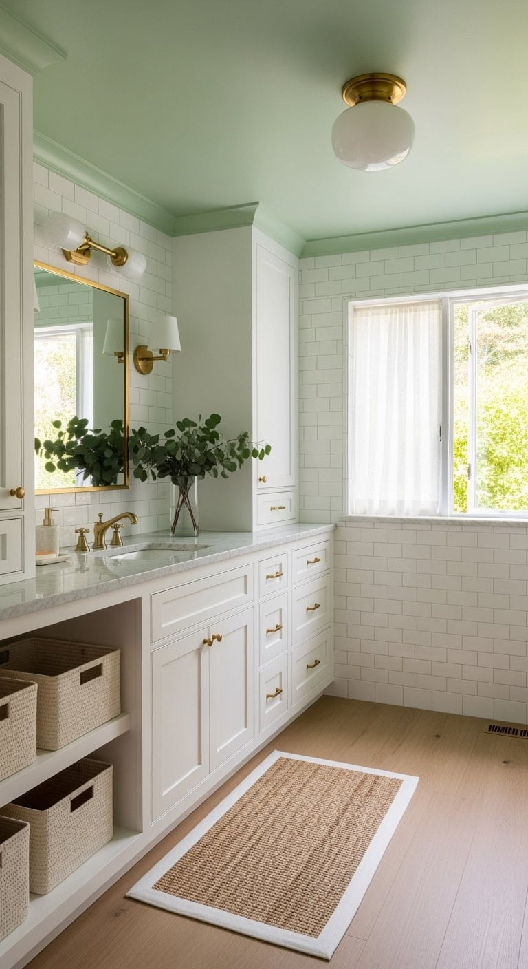 pistachio ceiling bathroom makeover