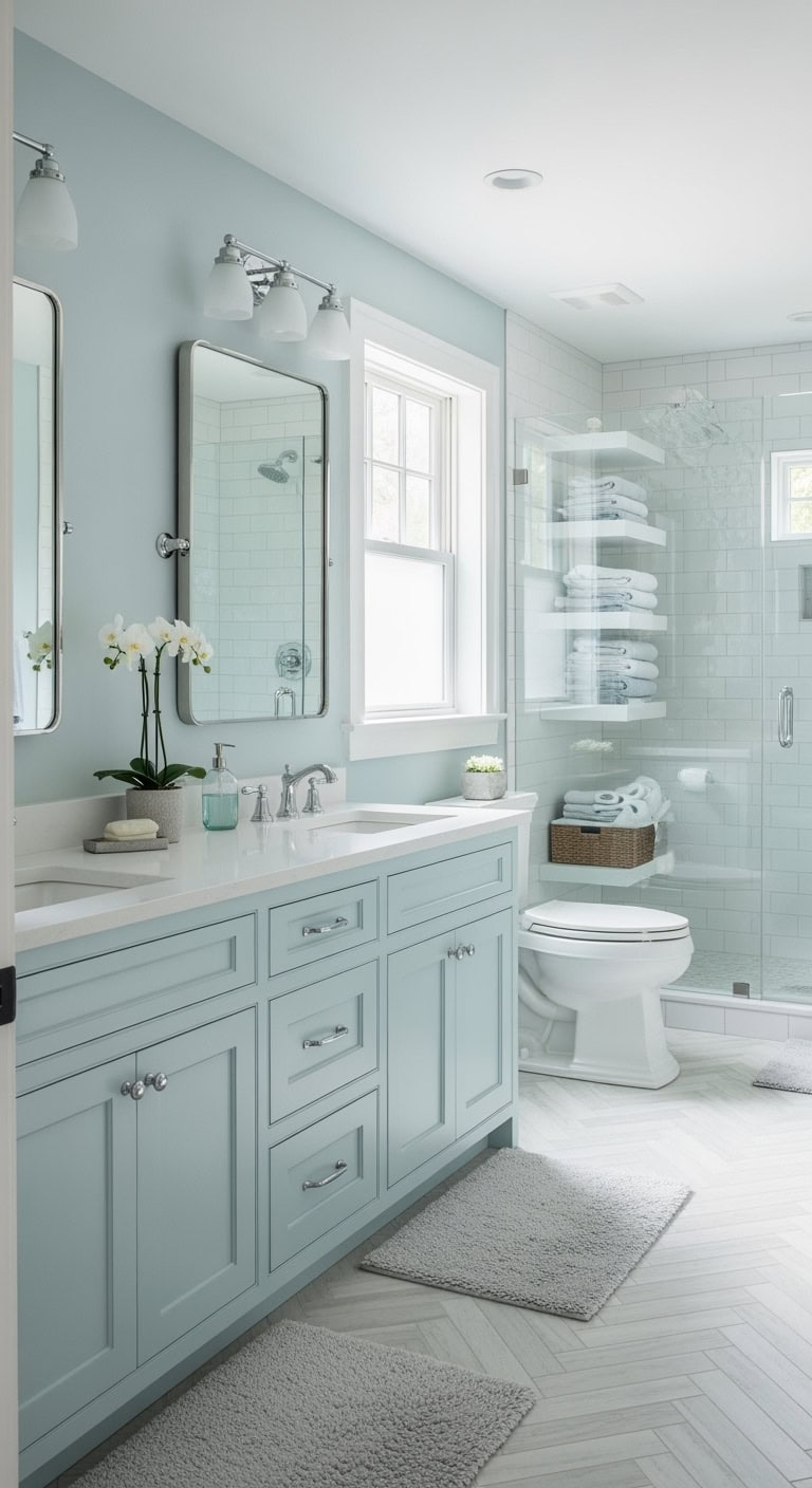 polished ice blue chrome vanities