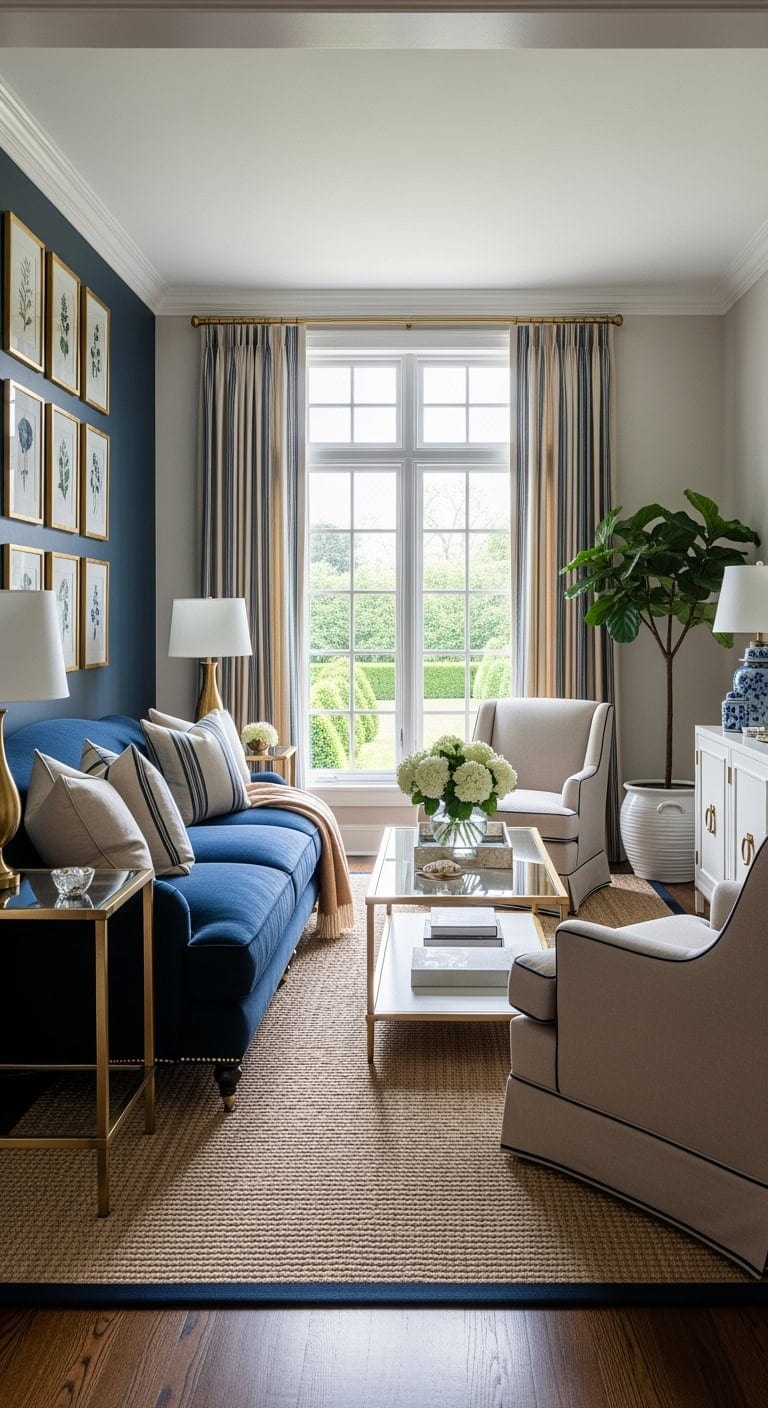 preppy coastal traditional livingroom