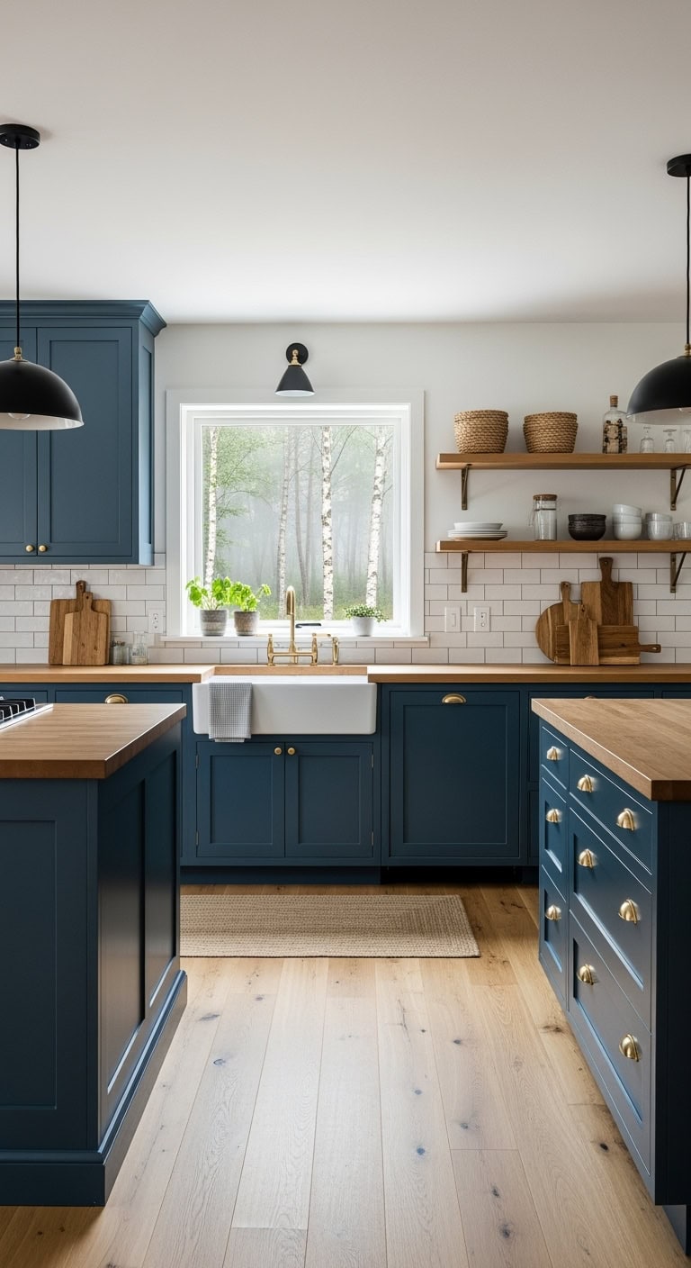 prussian blue scandinavian kitchen