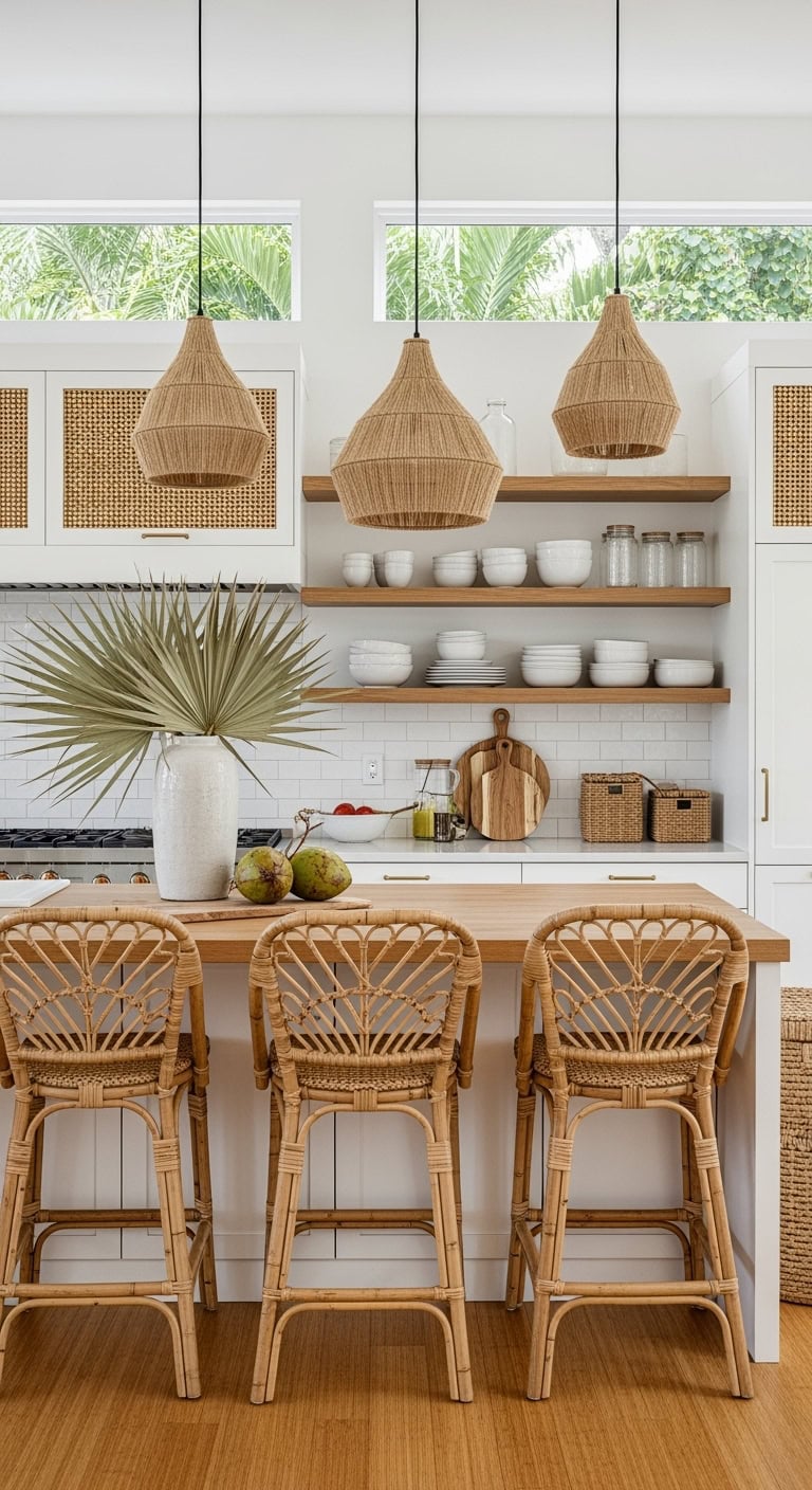 rattan teak coastal kitchen warmth
