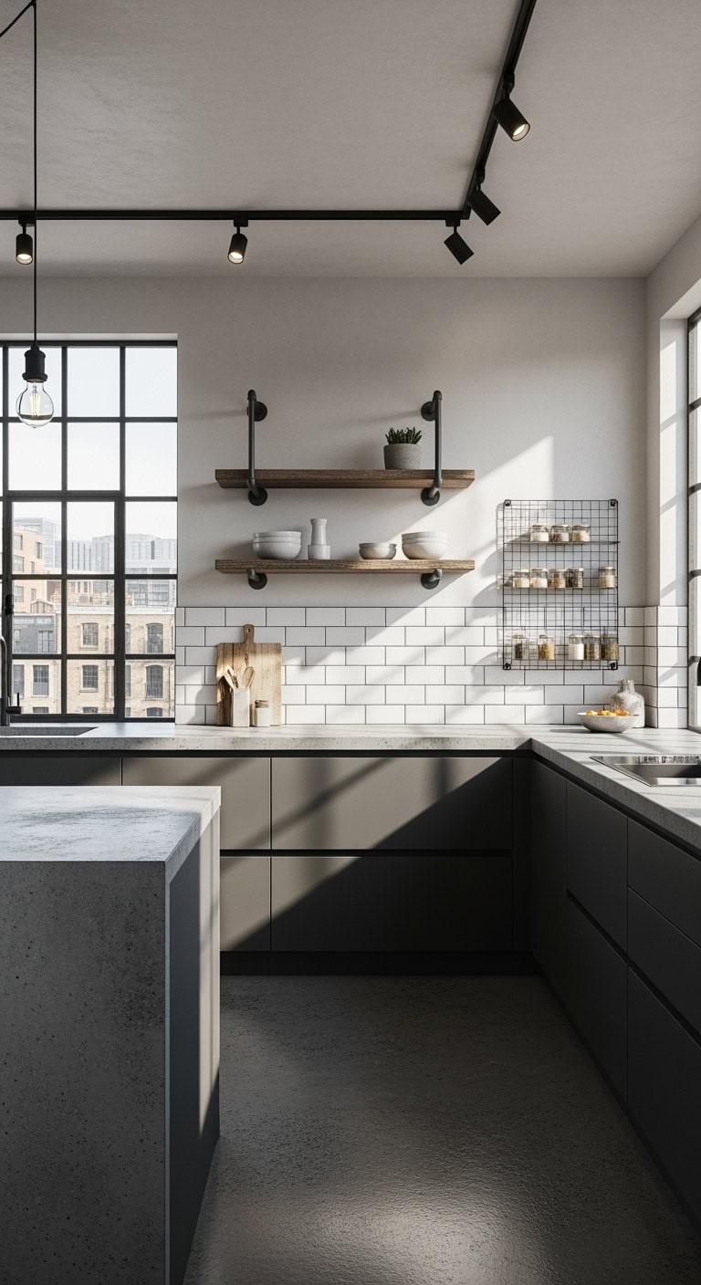 raw industrial concrete counters