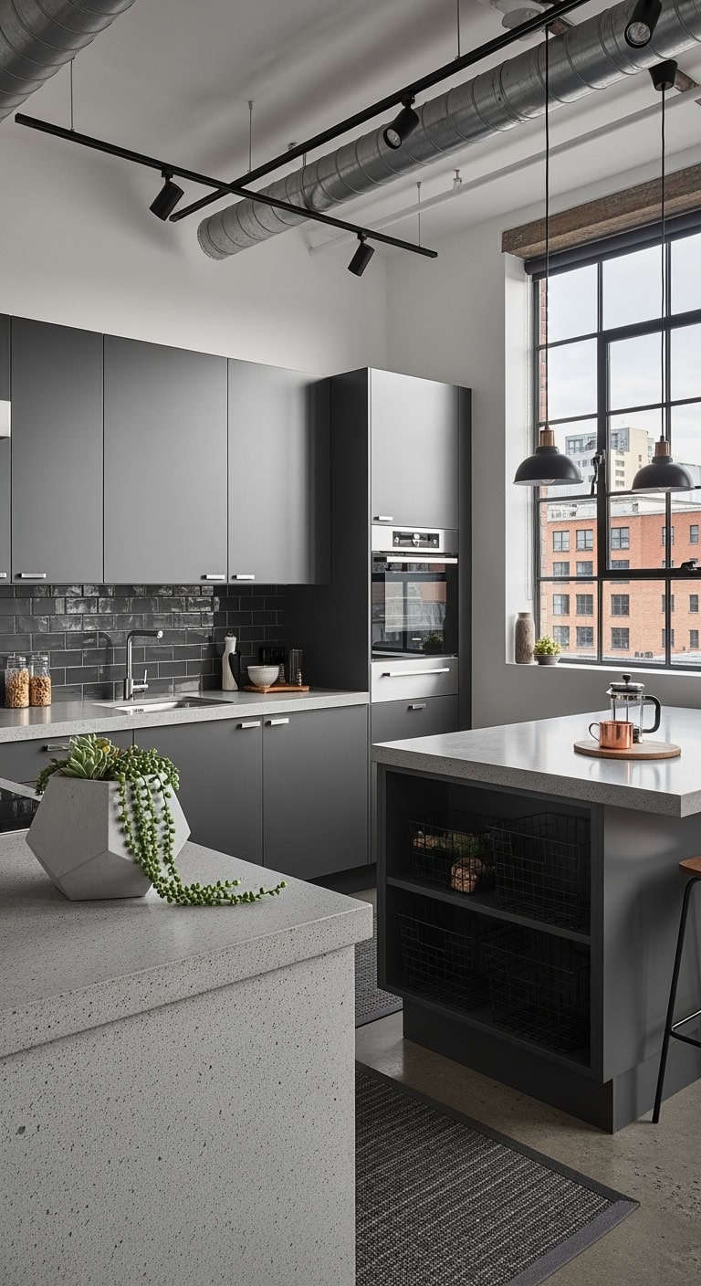 raw industrial concrete kitchen vibe