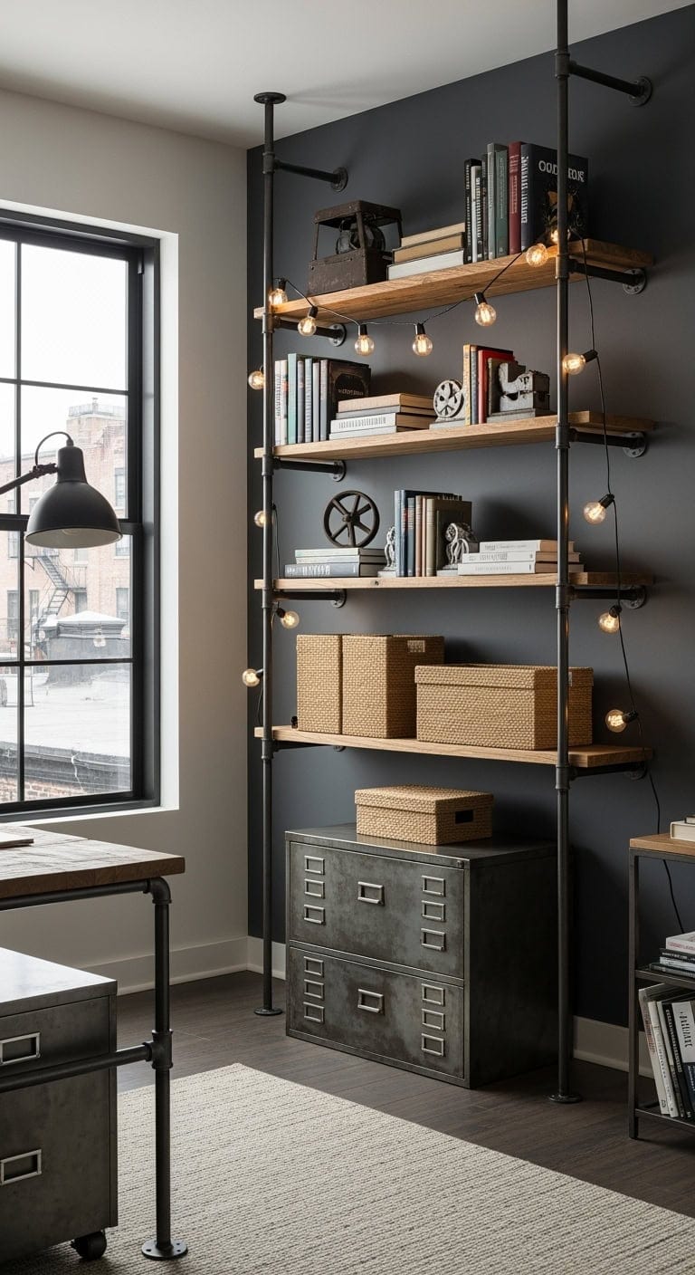 raw industrial pipe shelving