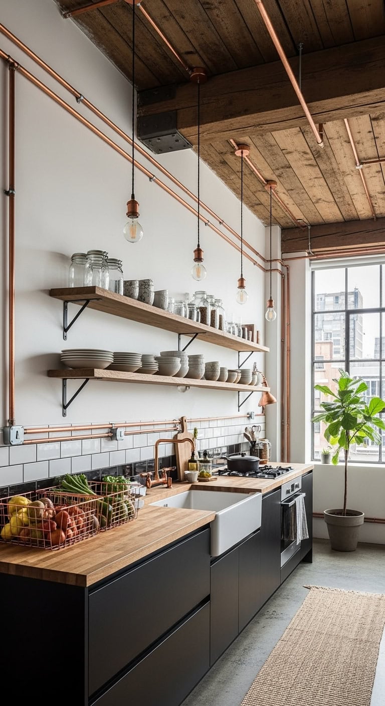 reclaimed wood copper industrial