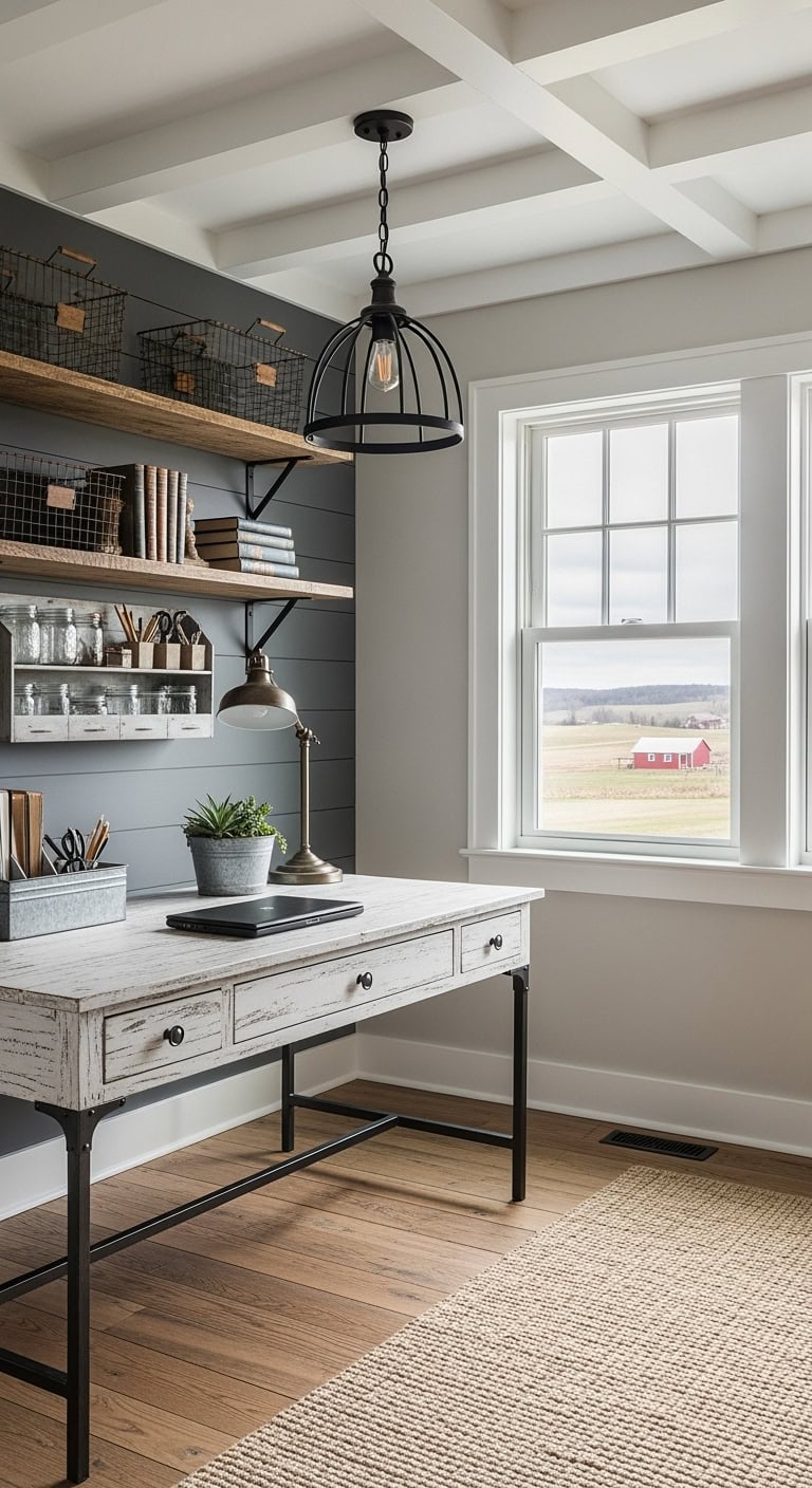 reclaimed wood farmhouse office