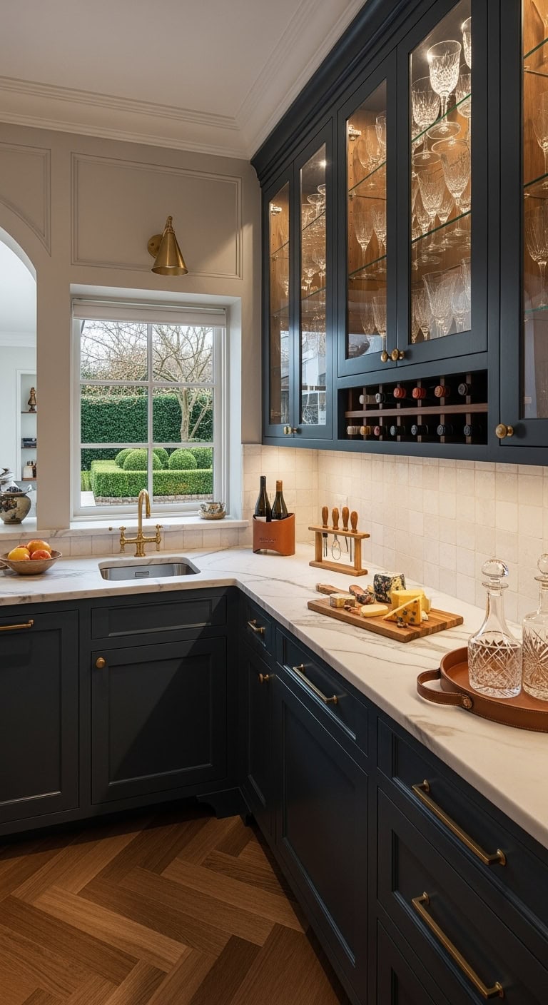 refined pantry with wine storage