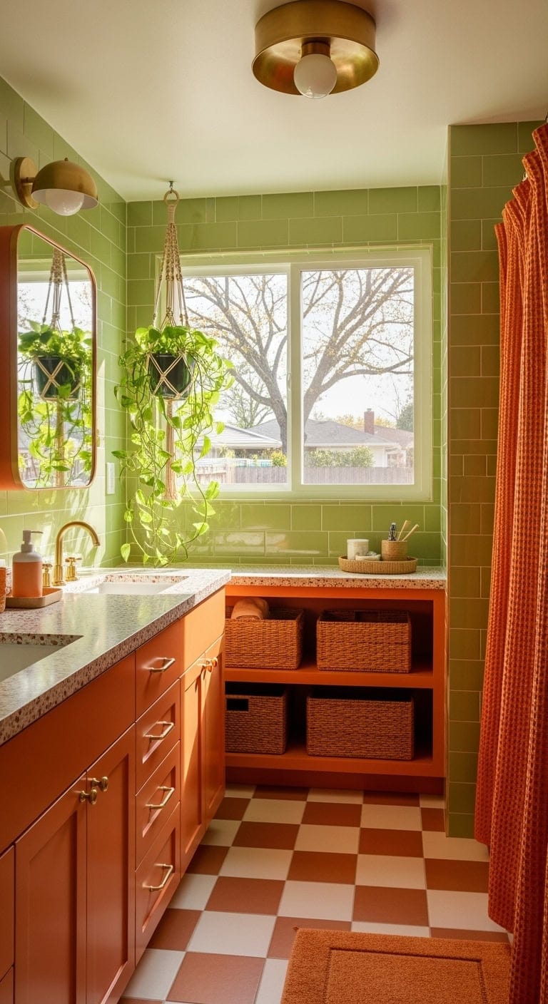 retro burnt orange avocado bath