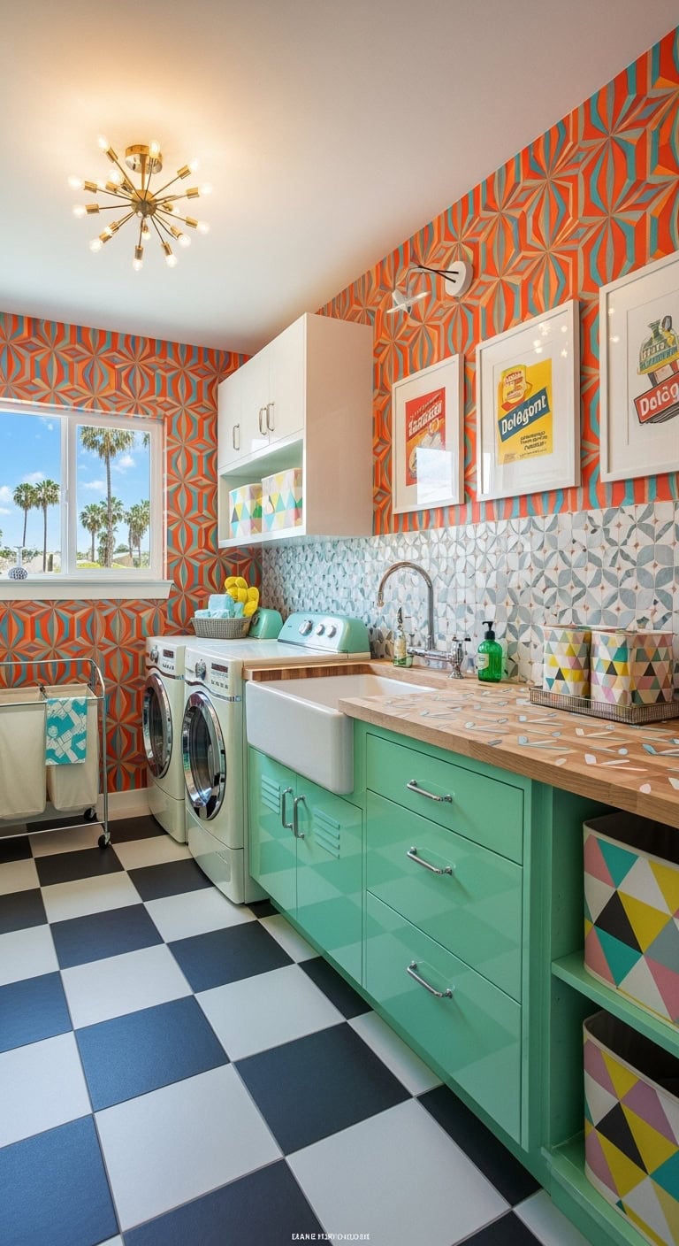 retro geometric palm springs laundry
