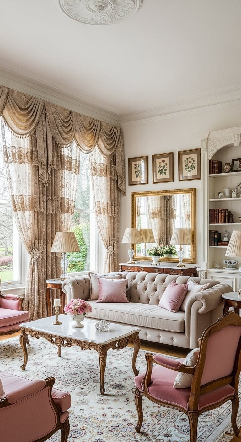 romantic layered victorian lace curtains