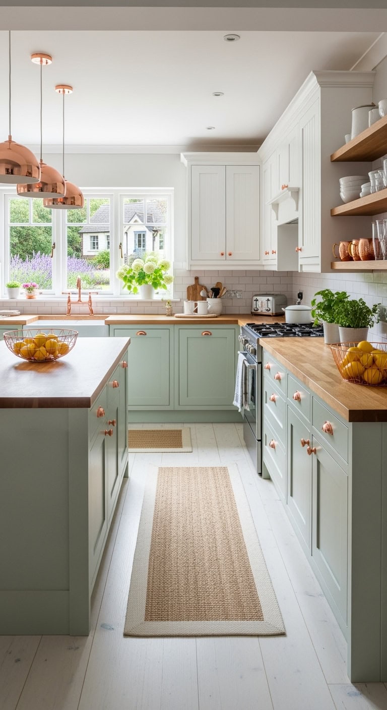 rose gold cottage kitchen accents