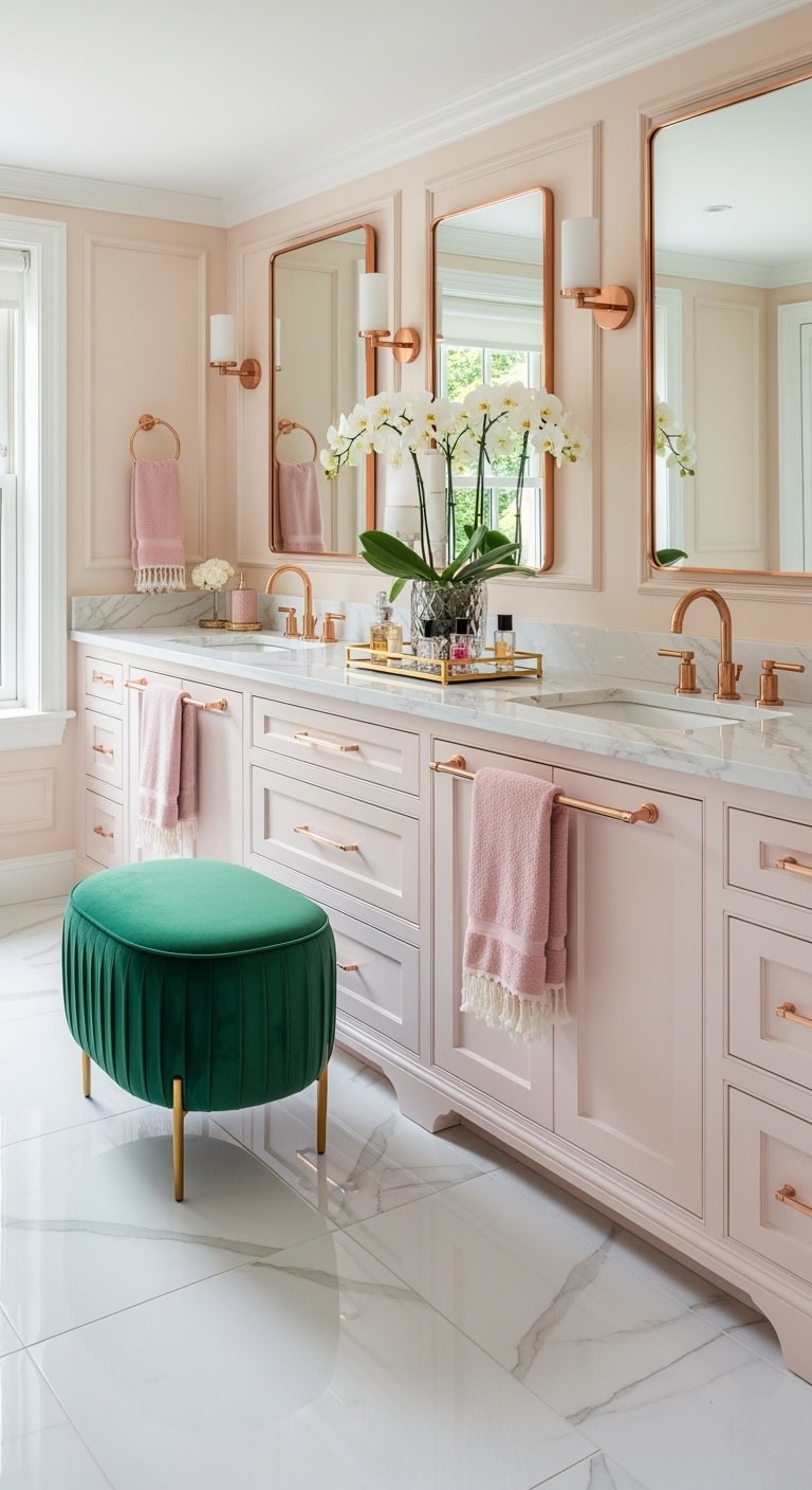rose gold glamour pink bathroom