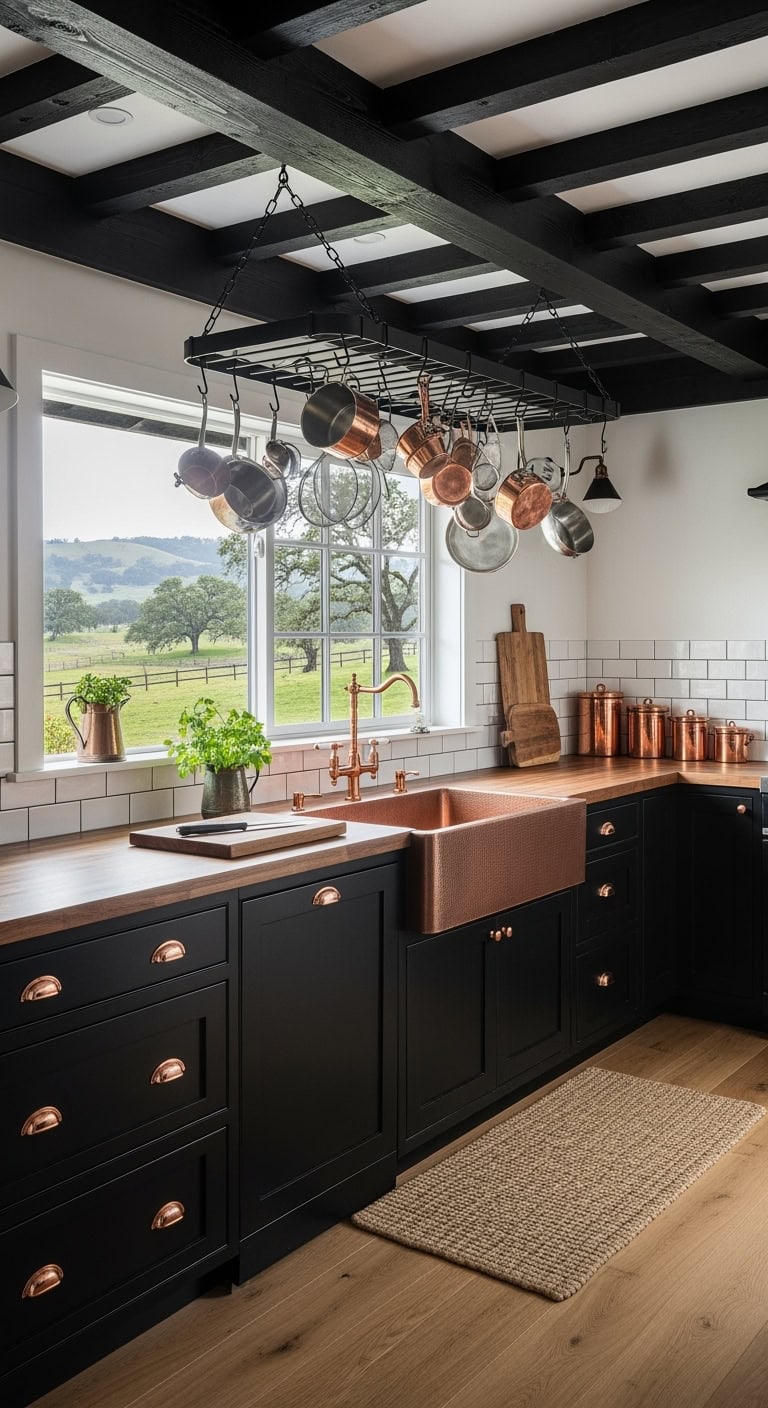 rustic black and copper farmhouse