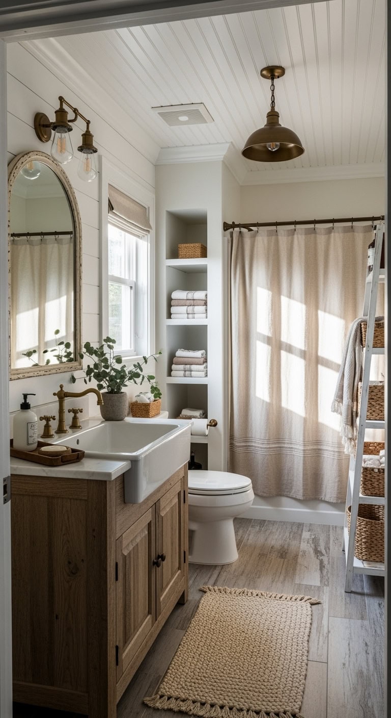 rustic shiplap farmhouse bathroom