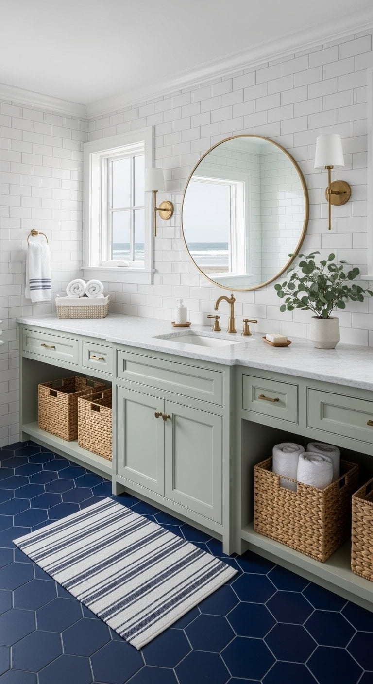 sage and navy coastal chic