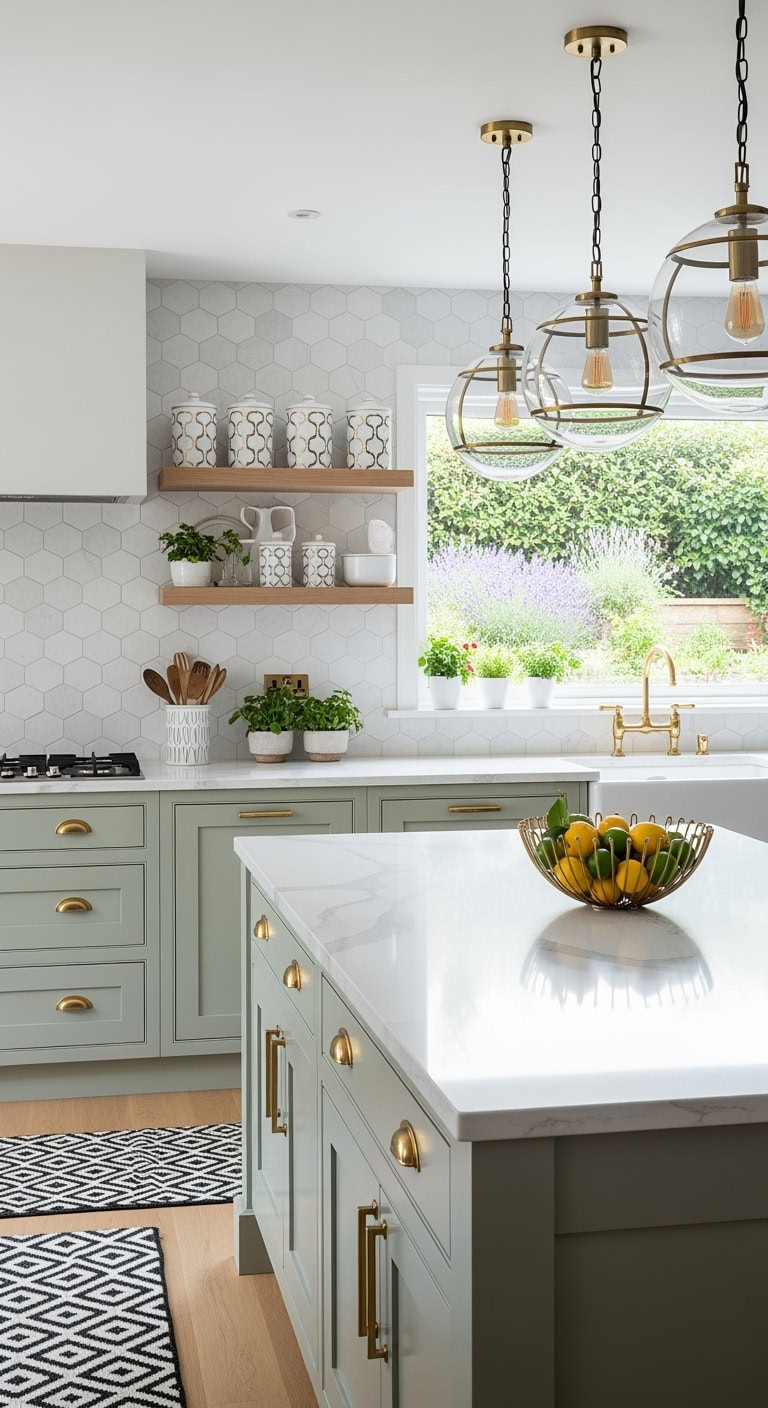 sage art deco kitchen