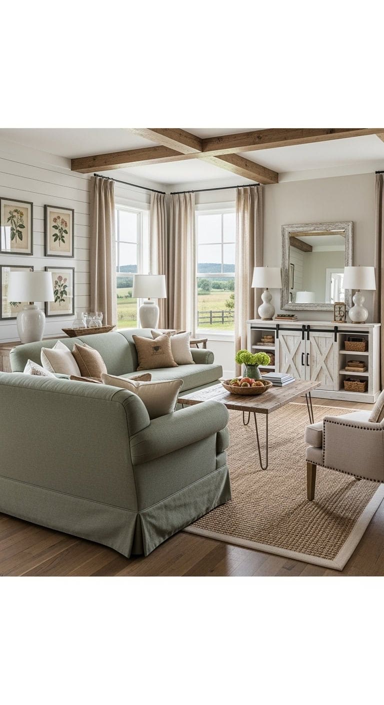 sage farmhouse shiplap styling