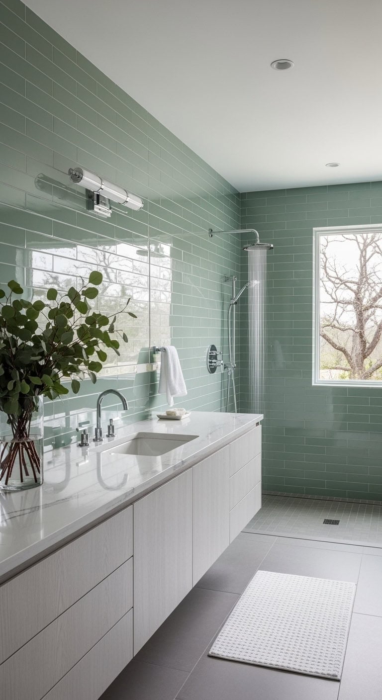 sage glass spa bathroom luxury