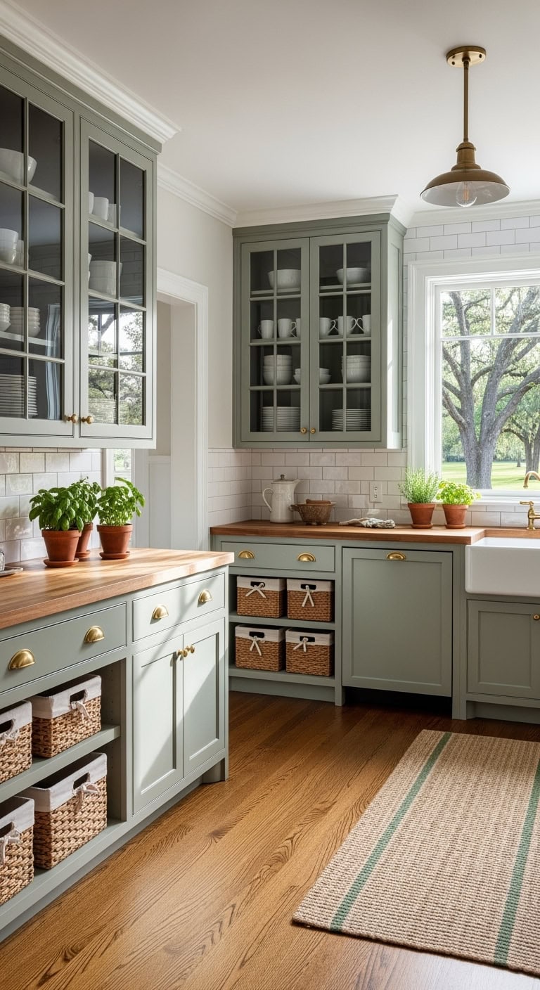 sage green colonial pantry