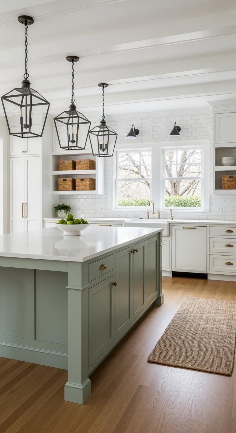 sage green island kitchen