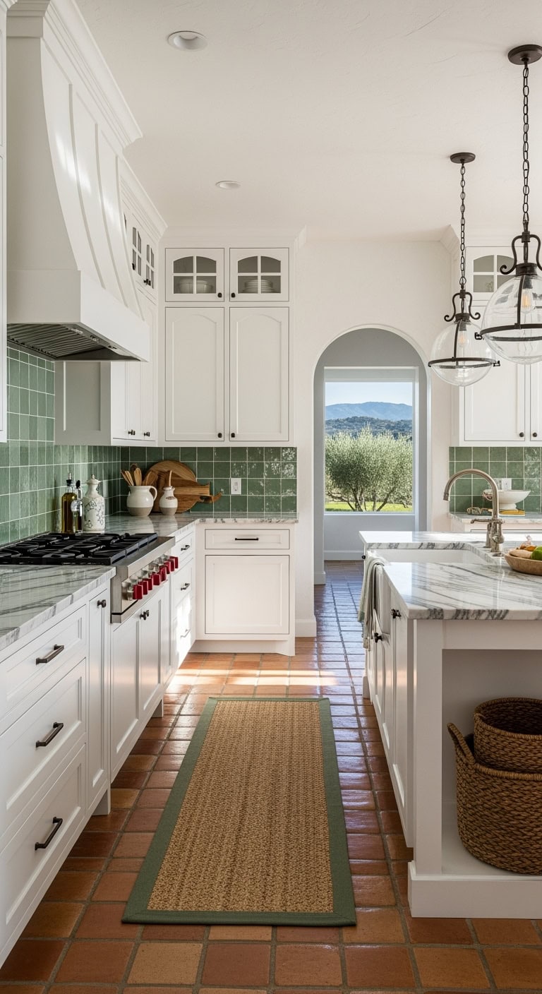 sage green mediterranean kitchen