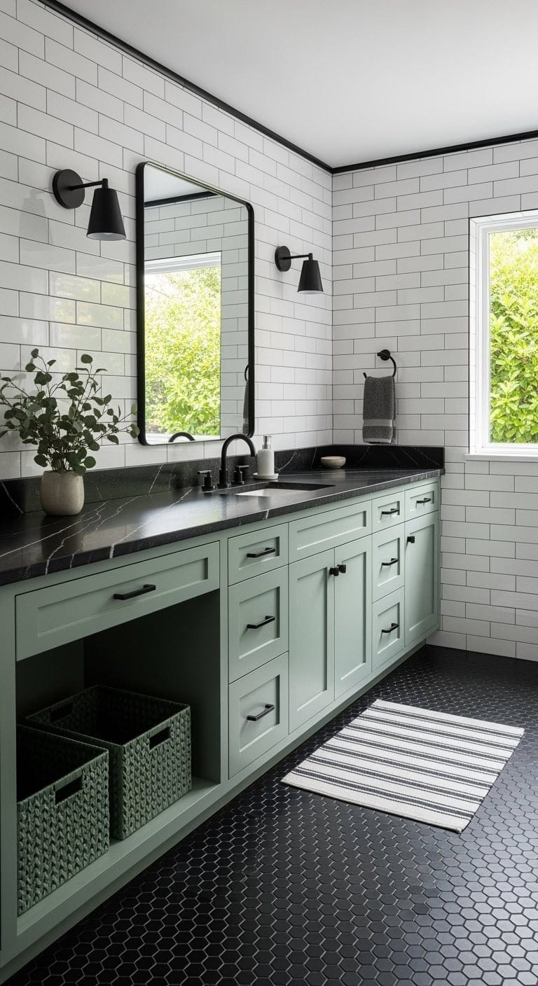 sage green with black