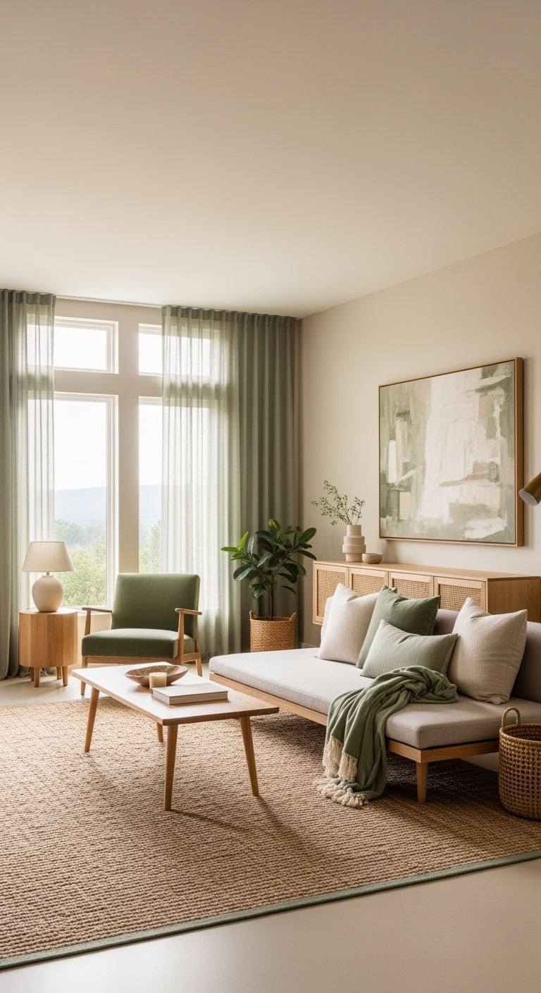 sage infused minimalist livingroom kit