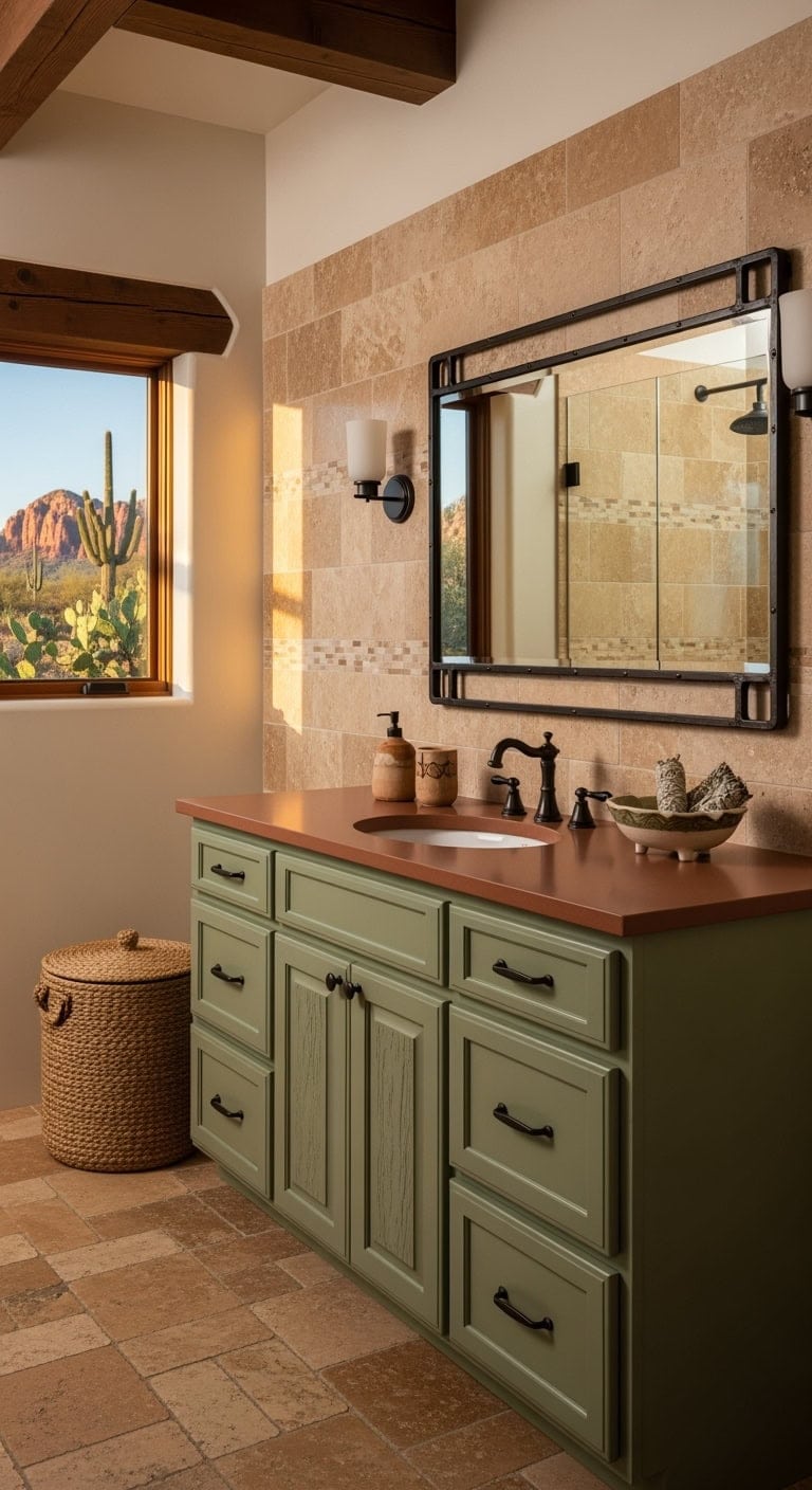 sage stucco southwest vanity