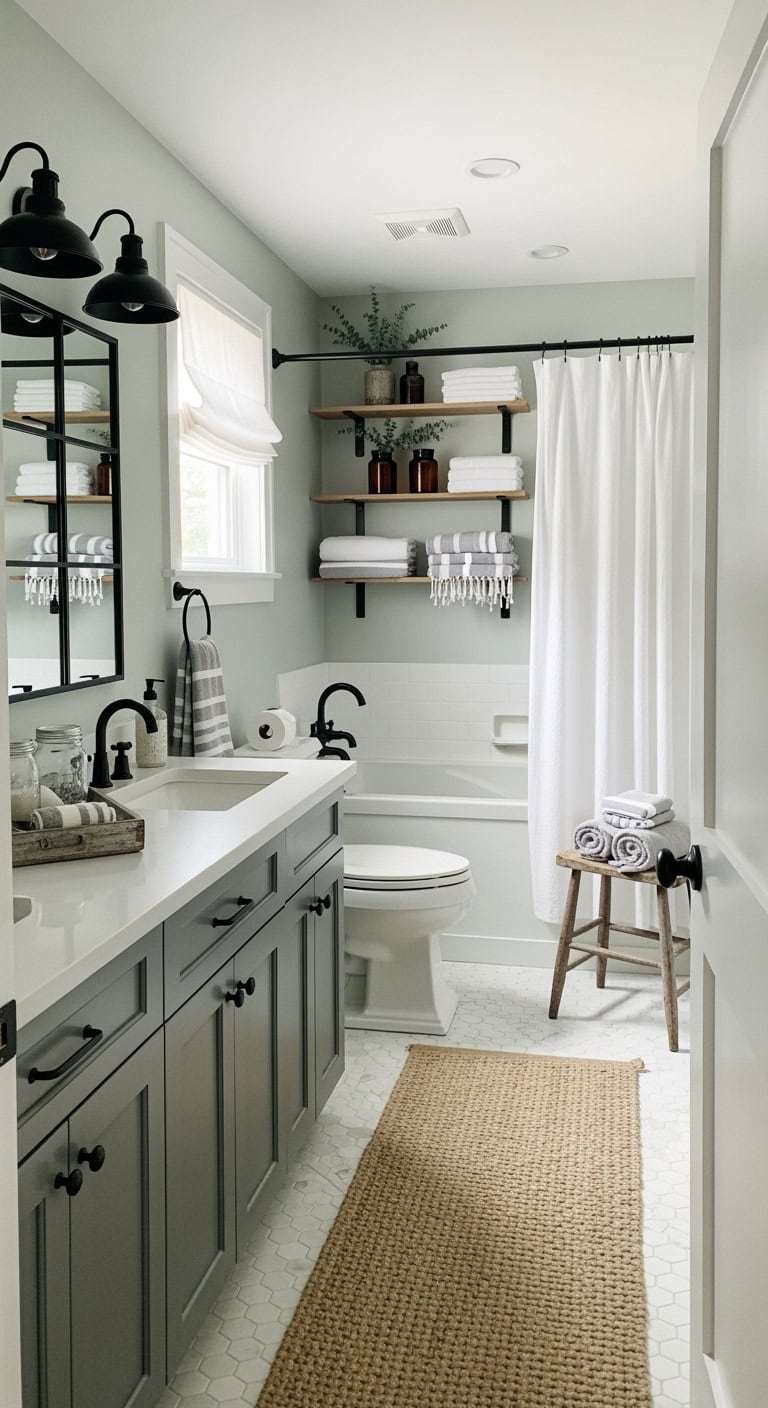 sage walls charcoal vanities