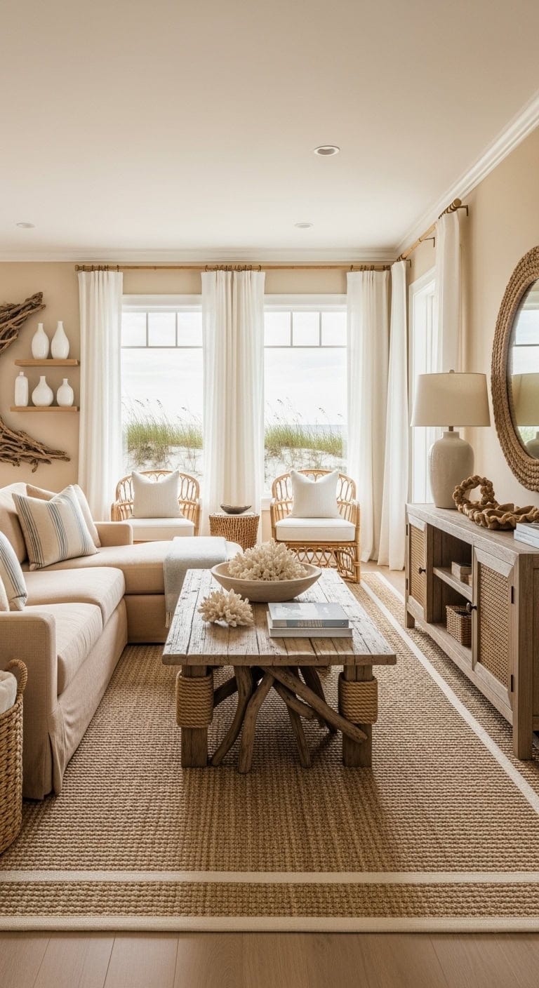 sand toned coastal rope accents