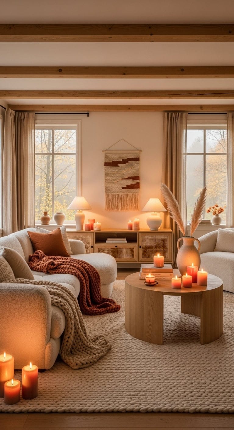 scandinavian beige cozy candlelight