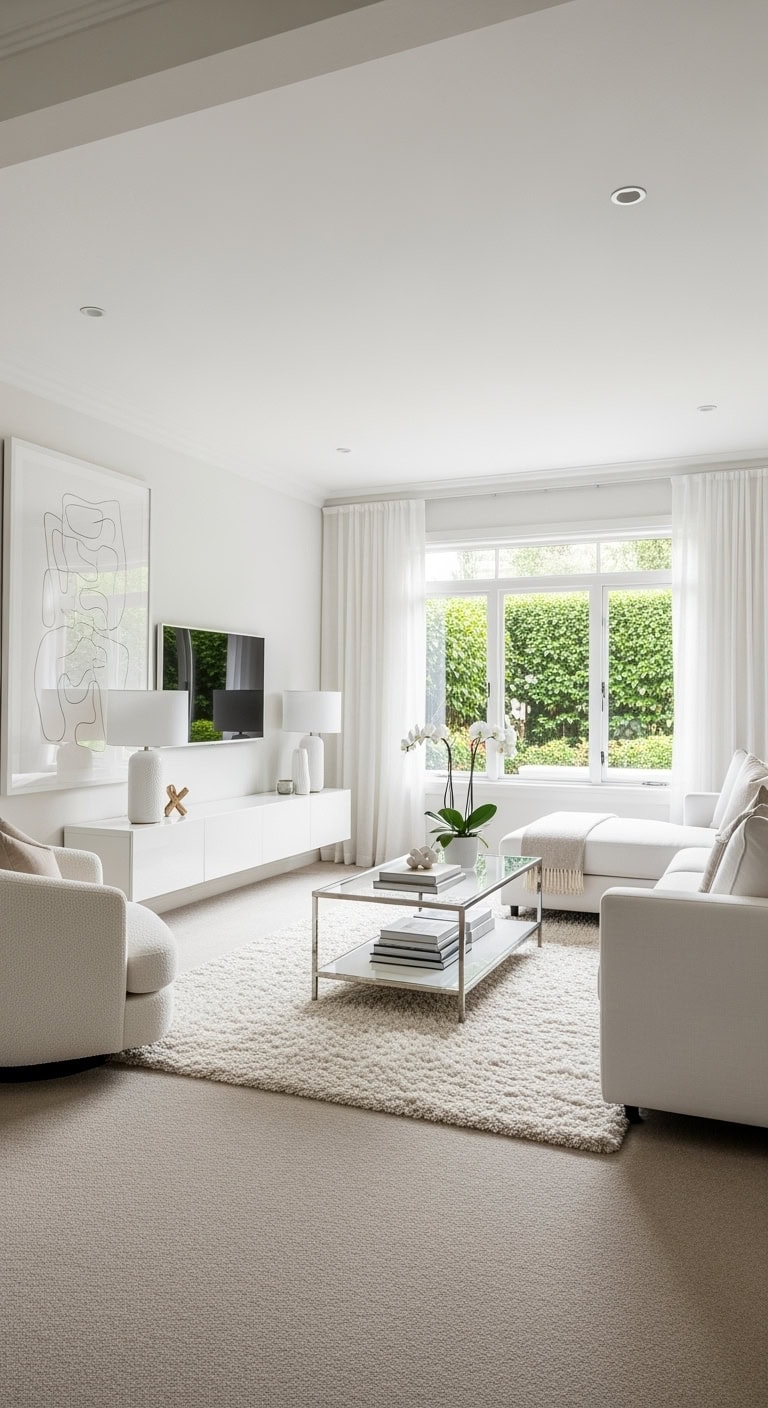 scandinavian inspired neutral minimalist livingroom