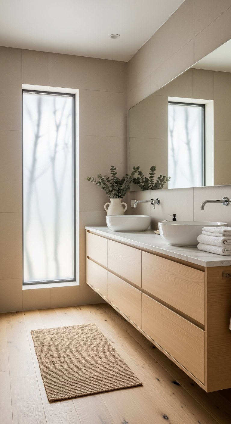 scandinavian light beige bathroom