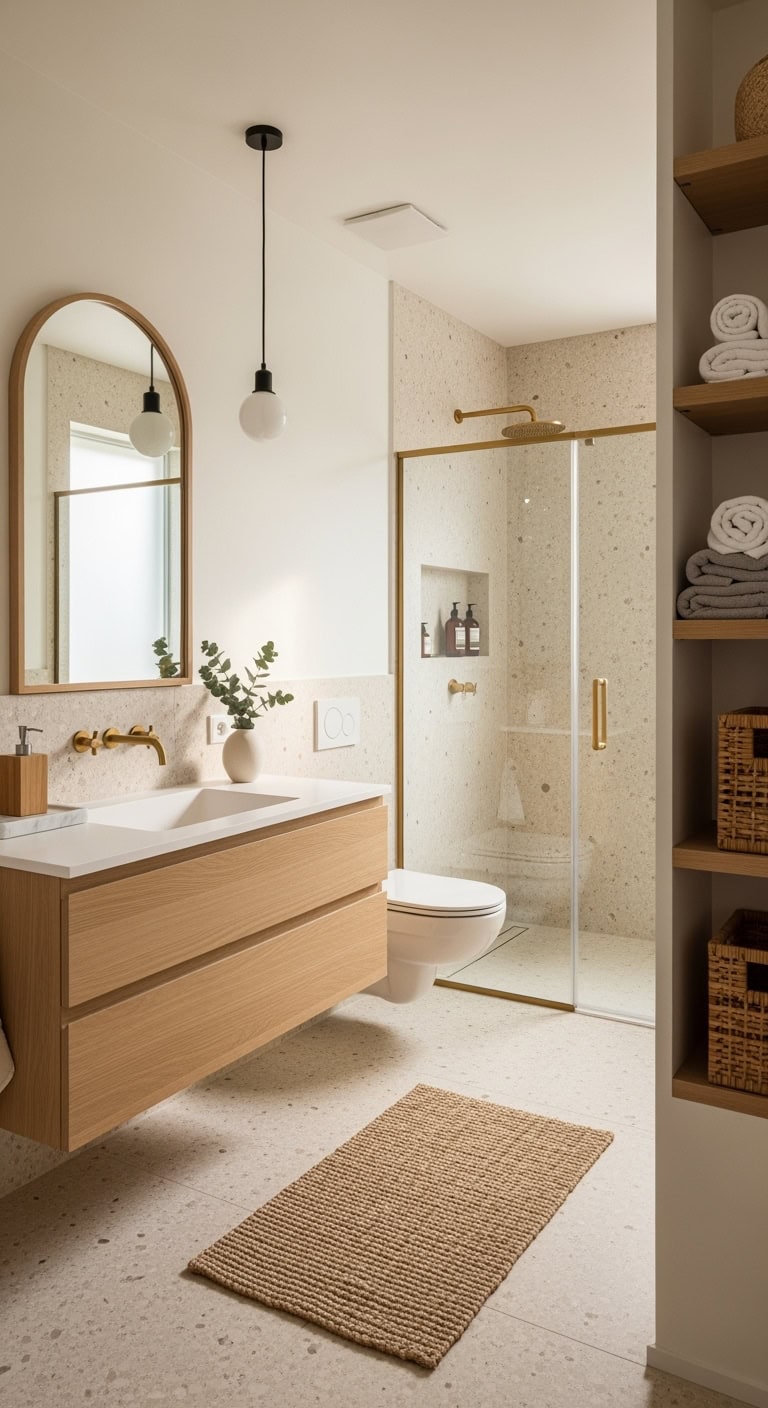 scandinavian light wood bathroom