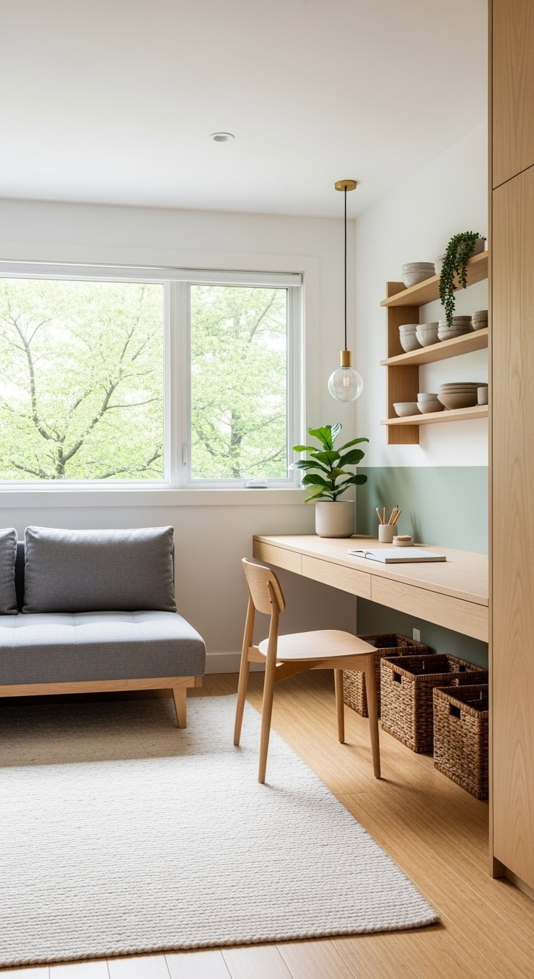 scandinavian multifunctional light wood room