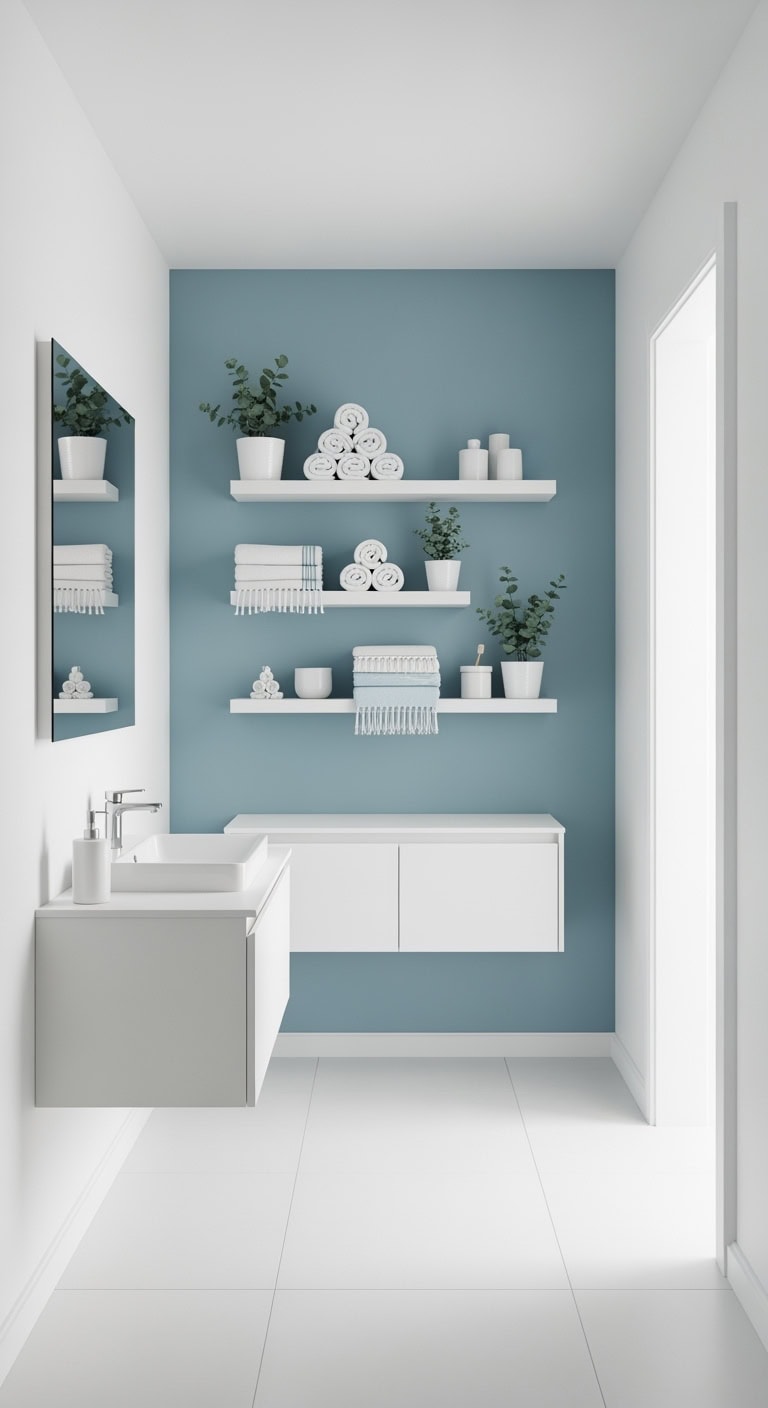 scandinavian powder blue oak bathroom