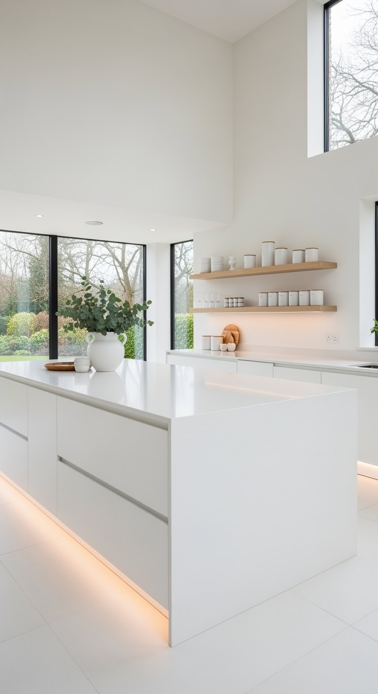 sculptural seamless white kitchen