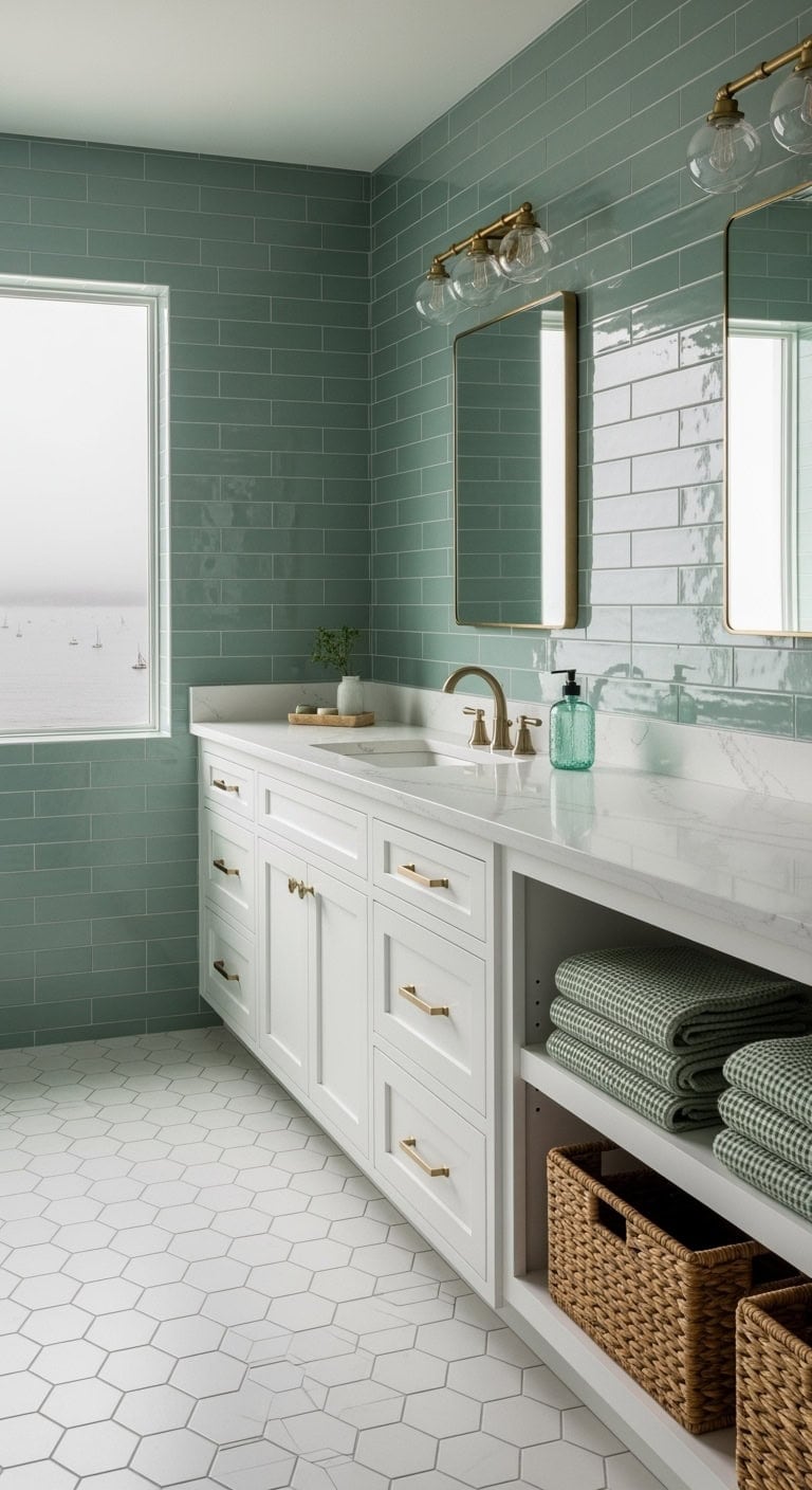 sea glass bathroom design accents